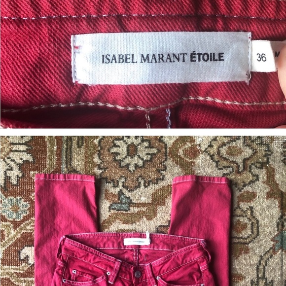 Isabel Marant Etoile 5 Pocket Lowrise Skinny Jean In Red Size EU36 US2 - Picture 2 of 4